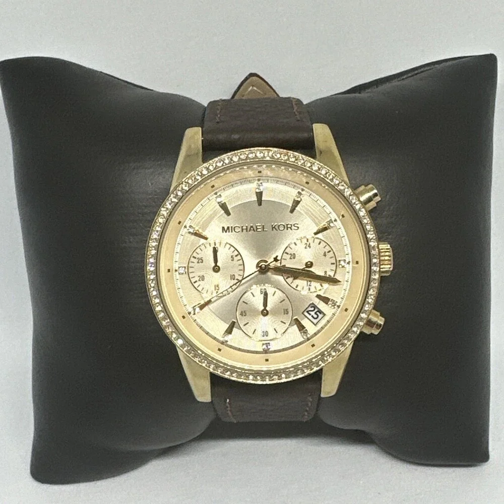 Michael Kors Ritz MK6328 Women's Brown Leather Analog Dial Quartz Watch HME649